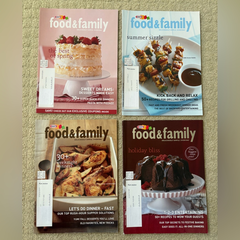 Set of 4 Food & Family Magazines 2006 Magazine Set Kraft Vintage Cookbook